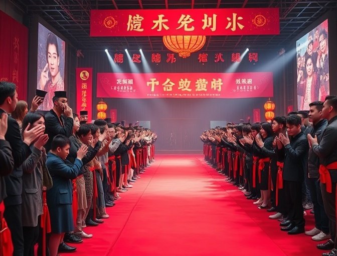 顶流男星新剧开机仪式盛大举行，粉丝应援现场人山人海